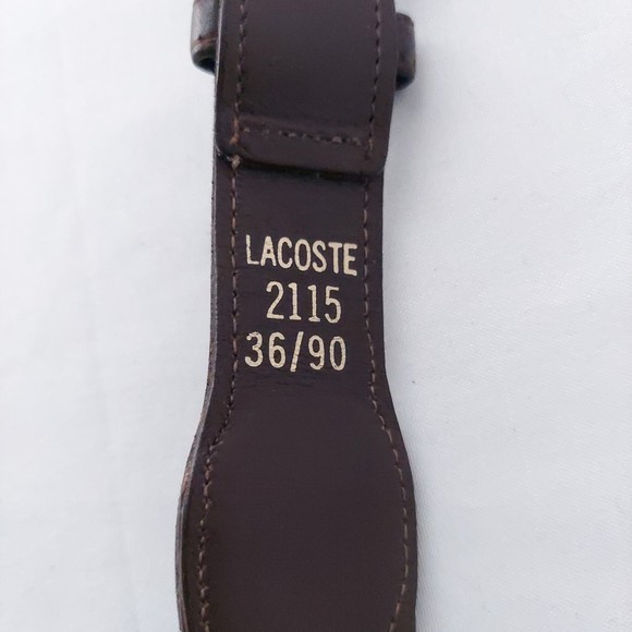 Lacoste 2115 Brown Leather Belt with Fabric 36/90 - Picture 4 of 6